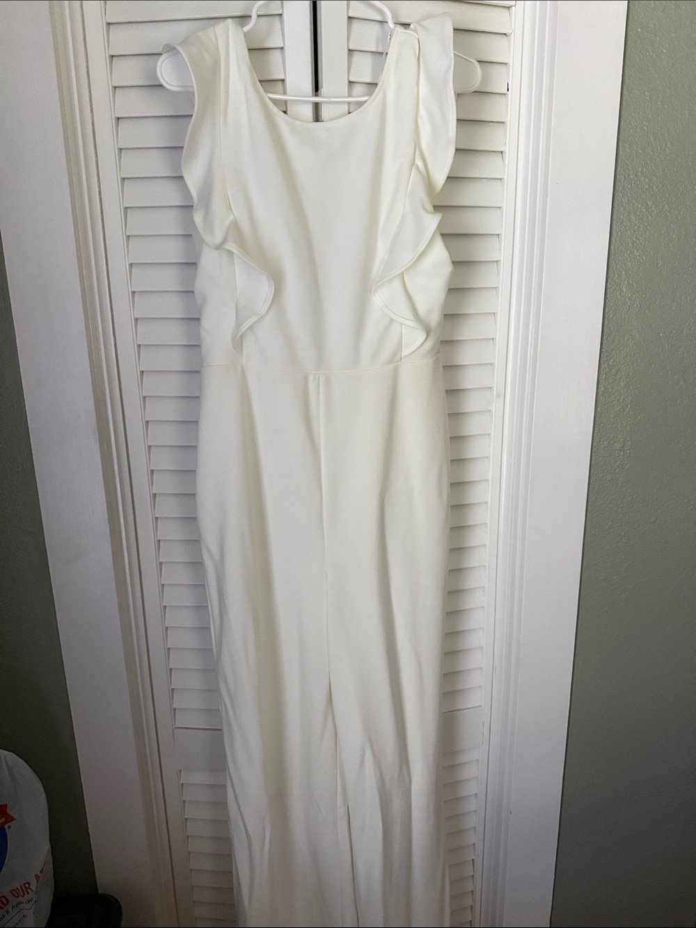 Cream ruffle sleeve jumpsuit